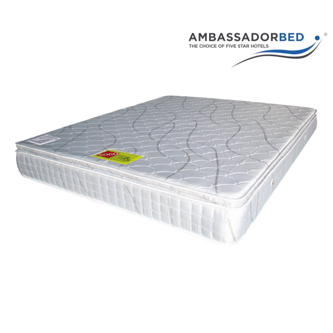 FORZA Mattress by Ambassador Bed: light blue quilted mattress with wave pattern