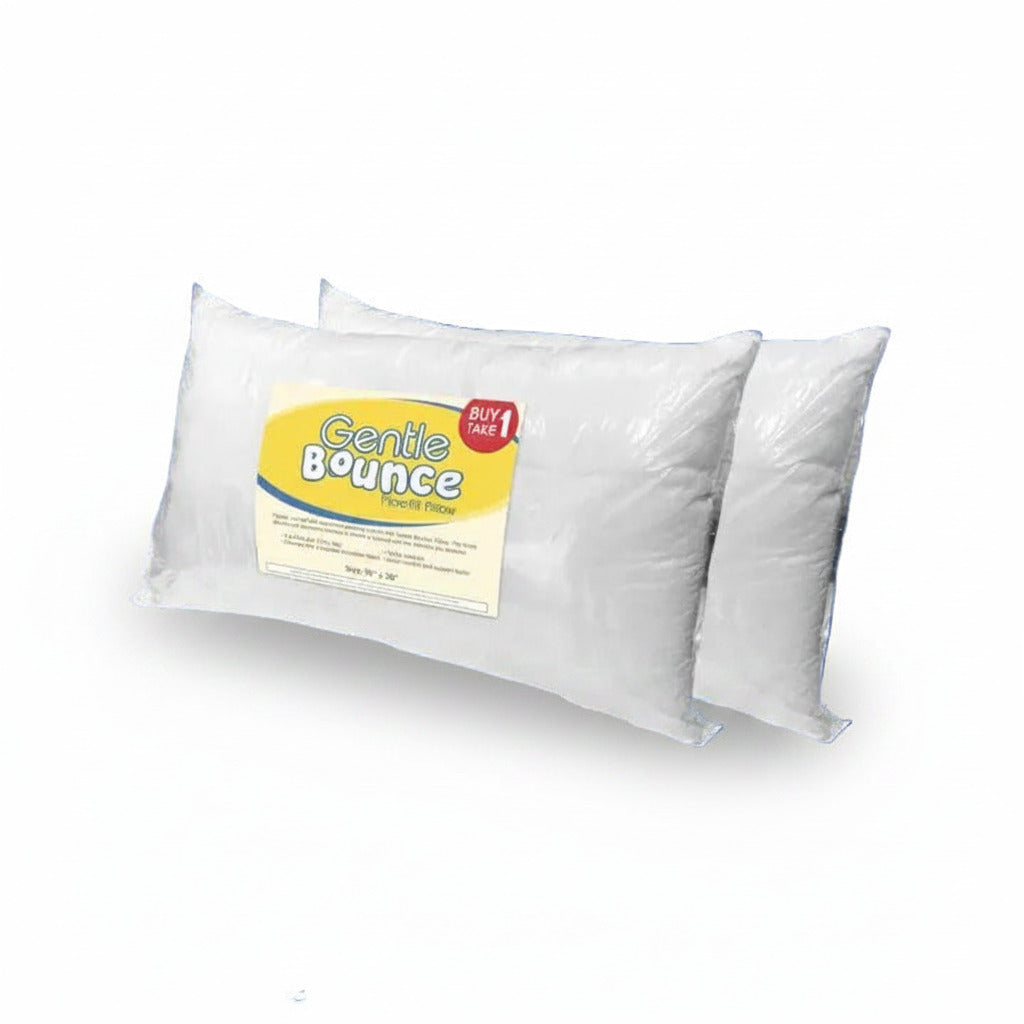 White rectangular pillows with Gentle Bounce label on front