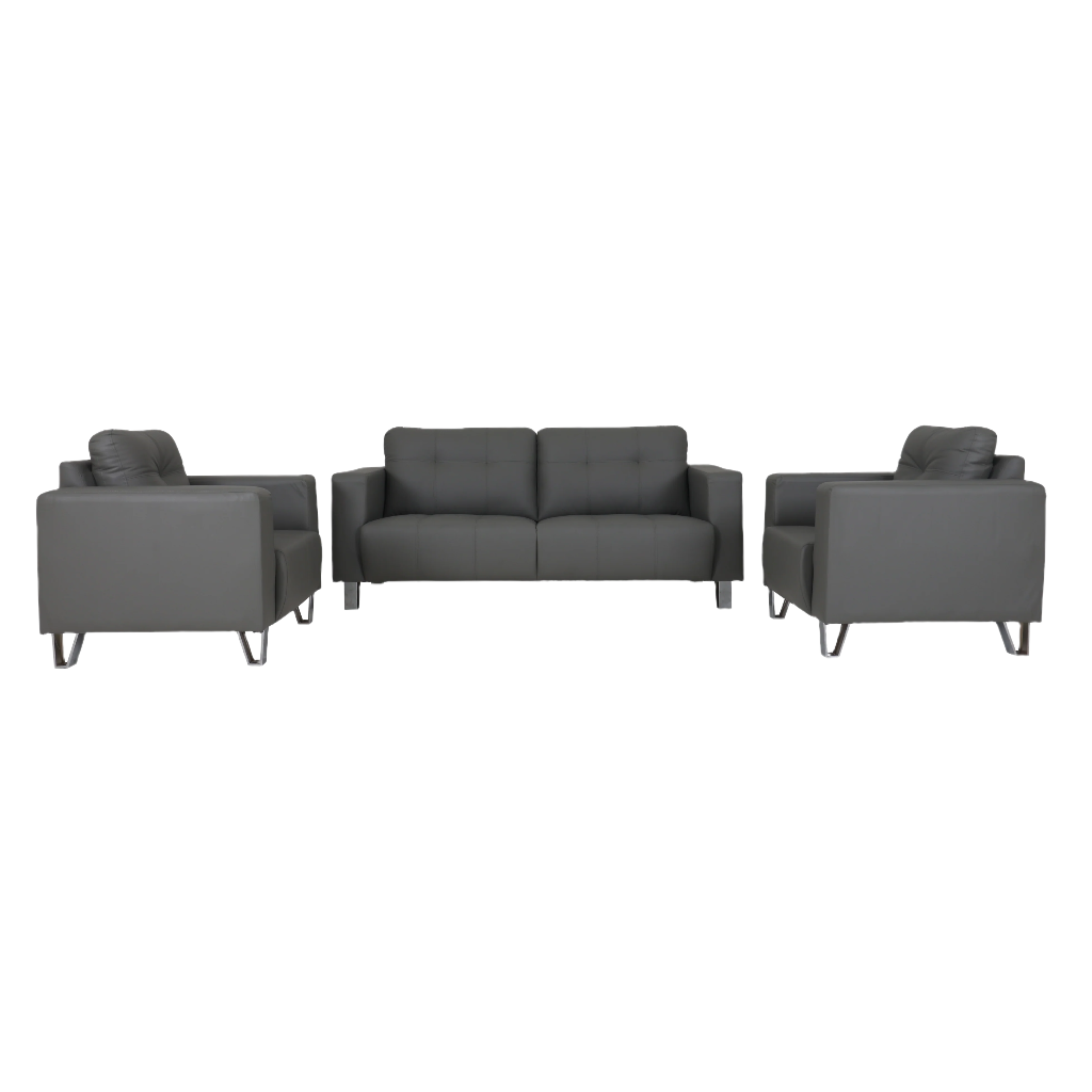 MATTEO 3-1-1 sofa set in dark gray: three-seat sofa with two armchairs
