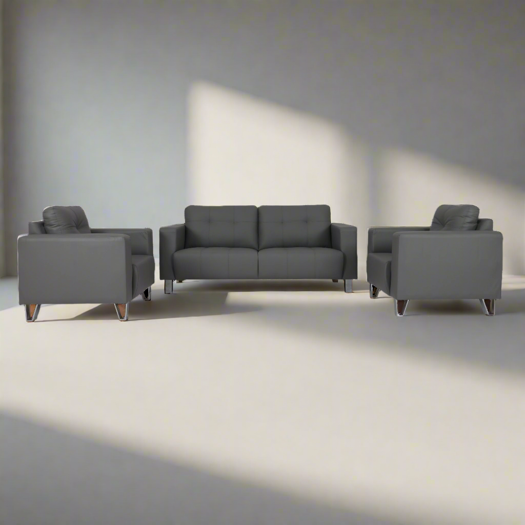 3-1-1 sofa set in dark gray, three-seat sofa flanked by two armchairs