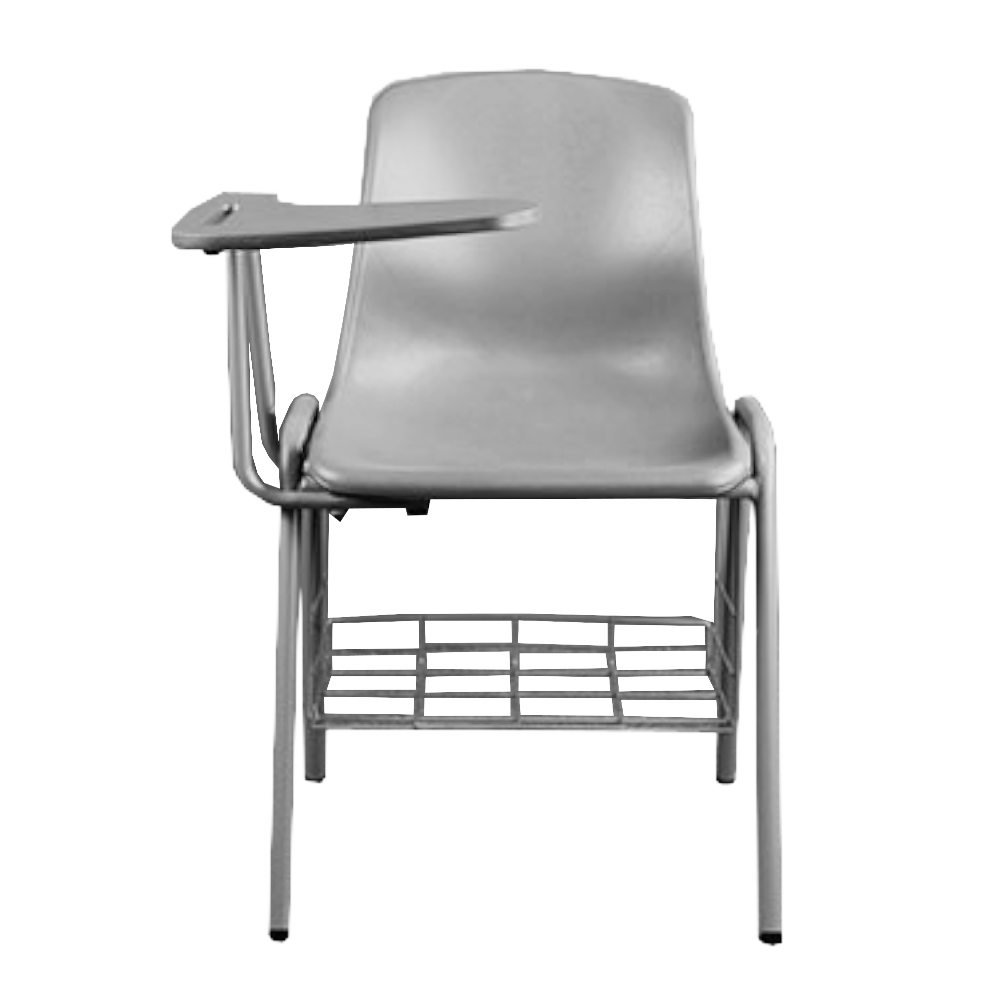 MARKO study chair with gray padded seat, armrests, and metal slatted underframe