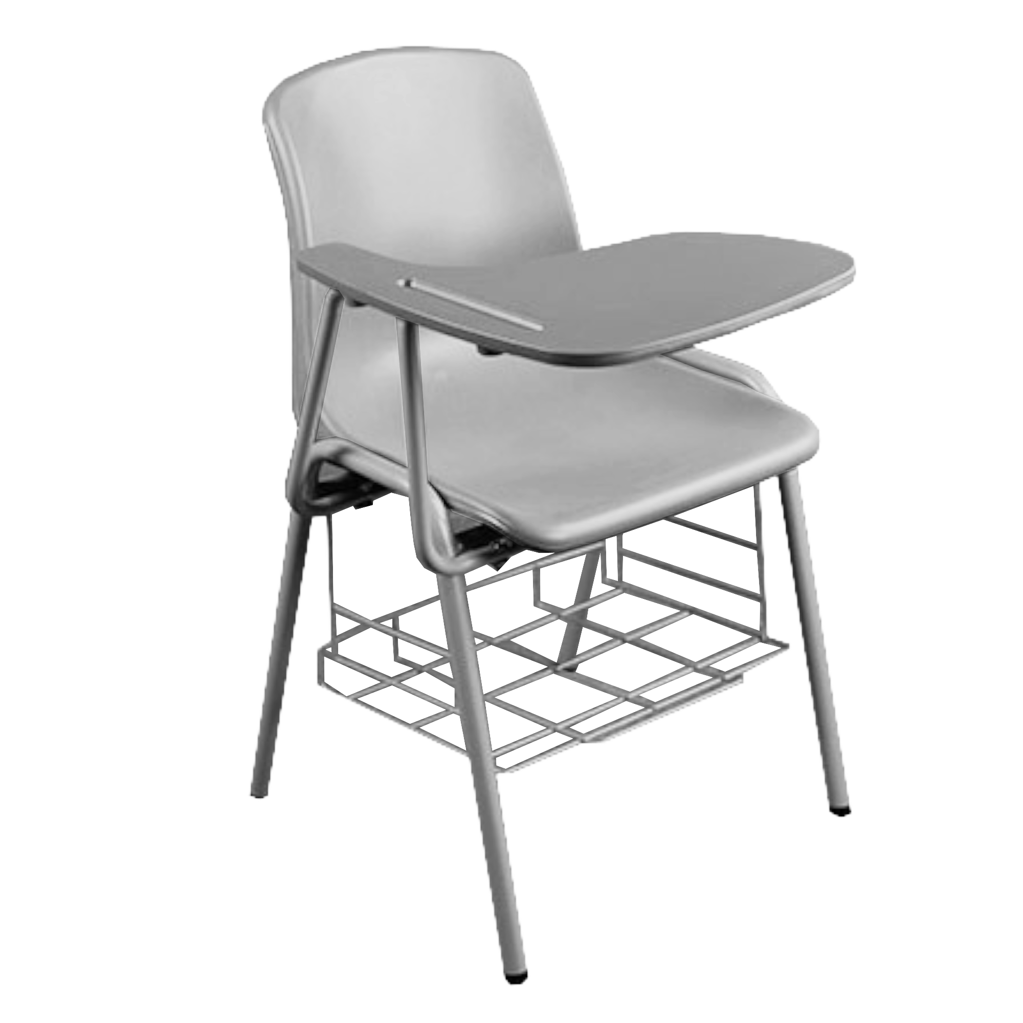 MARKO study chair, gray molded seat and back with armrests, metal base rack