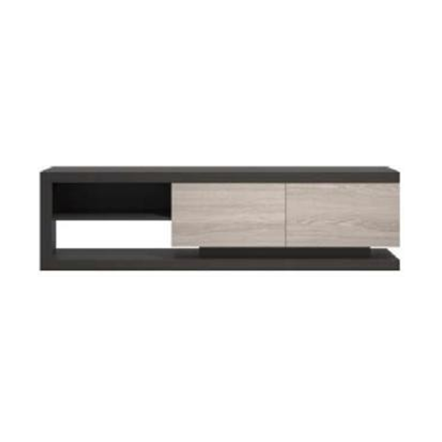 CARRI TV cabinet with open media shelf and two light wood drawer fronts