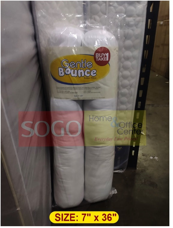 URATEX Gentle Bounce bolster pillows, white rolled cushions in packaging