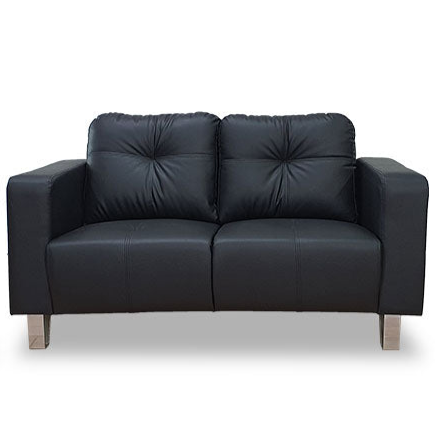 MATTEO 2-seater sofa, dark black tufted back and padded arms, two seat cushions