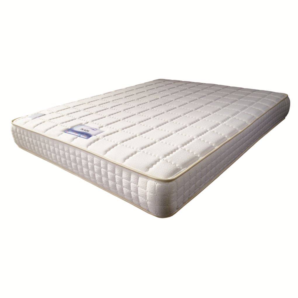 Mattress with quilted white top and gray side panels