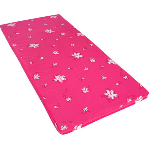 URATEX Siesta mattress, fuchsia pink with large flower print, top view