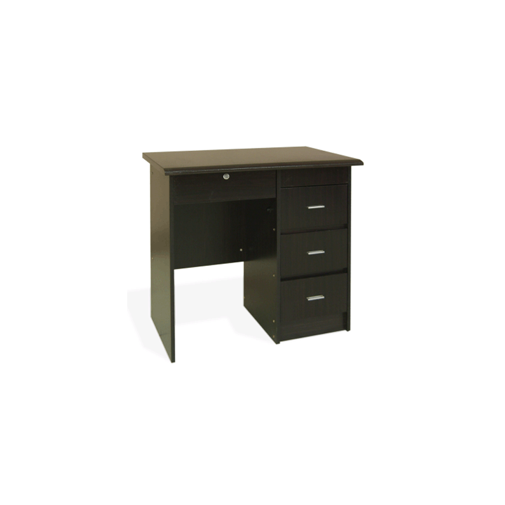 Wenge clerical desk with built-in cabinet and drawers