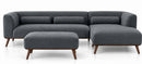 Gray L-shape sectional sofa with ottoman chaise and rounded seat cushions
