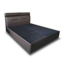 Brown leather bed frame on a white background