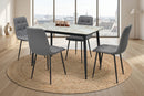 ELARA 4-seat dining set by HOME SUITE, showing gray upholstered chairs and black table legs.