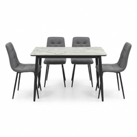 ELARA 4-seat dining set by HOME SUITE, with a marble-look table and four gray chairs.