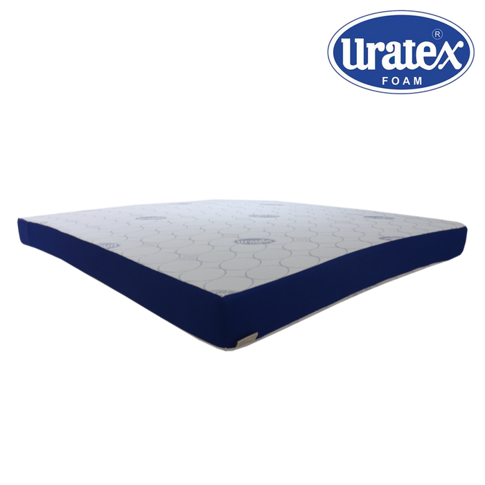 URATEX AIRLITE COOL mattress front view with white quilted top and blue base