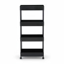 Affordable black trolley with four open shelve. (7242433691811)