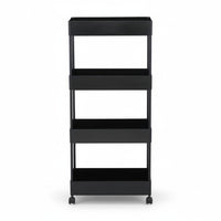 Affordable black trolley with four open shelve. (7242433691811)