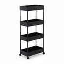 Affordable black trolley with four open shelve. (7242433691811)