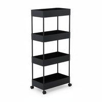 Affordable black trolley with four open shelve. (7242433691811)