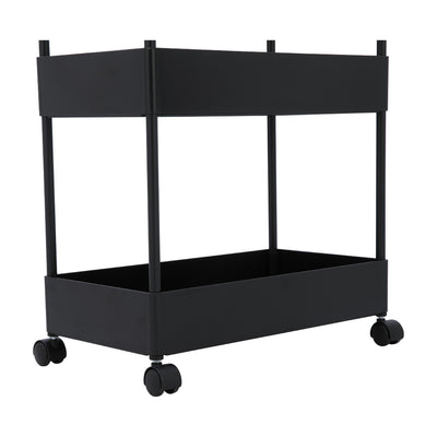 Affordable black trolley with four open shelve. (7242433691811)