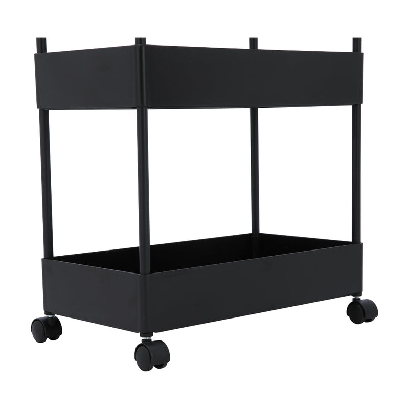 Affordable black trolley with four open shelve. (7242433691811)