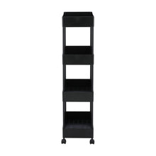 Load image into Gallery viewer, Affordable black trolley with four open shelve. (7242433691811)
