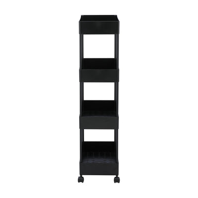 Affordable black trolley with four open shelve. (7242433691811)