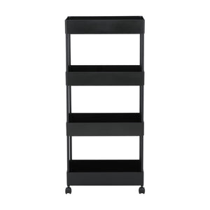 Affordable black trolley with four open shelve. (7242433691811)