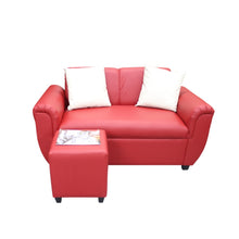 Load image into Gallery viewer, ERICA 2-Seater Sofa set - with 2 seater sofa pleated armrest, 1 ottoman and 2 throwpillows.		 		 		 (5571340501155)
