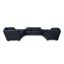 Load image into Gallery viewer, This ERIS 3-1-1 Sofa Set - are very affordable Leatherette upholstered sofa set with 1 3-seater, 2 armchairs and 4 throw pillows. (5571358818467)

