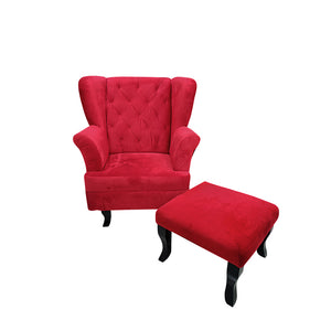 WELYENNE Accent Chair - winged chair diamon backrest design with footstool looks rich but affordable.		 		 		 (5883691401379)