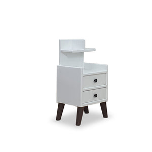 White affordable side table with cabinet and shelve. (7052223512739)