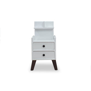 White affordable side table with cabinet and shelve. (7052223512739)