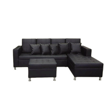Load image into Gallery viewer, PETER L-shape Sofa - affordable sofa set with tufted seat and back design 1 ottoman and 4 small pillows good for sala set. (5571342532771)

