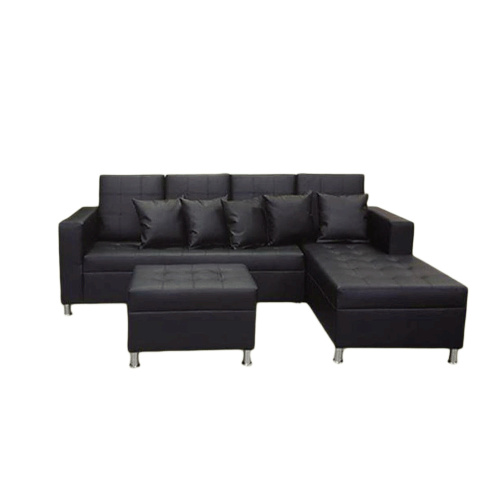 PETER L-shape Sofa - affordable sofa set with tufted seat and back design 1 ottoman and 4 small pillows good for sala set. (5571342532771)