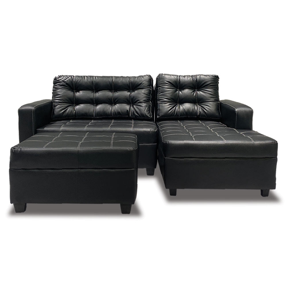 WILLIAM MINI L-Shape Sofa - compact L-shape sofa set w/ 2 fixed back cushions and ottoman. (5571347415203)